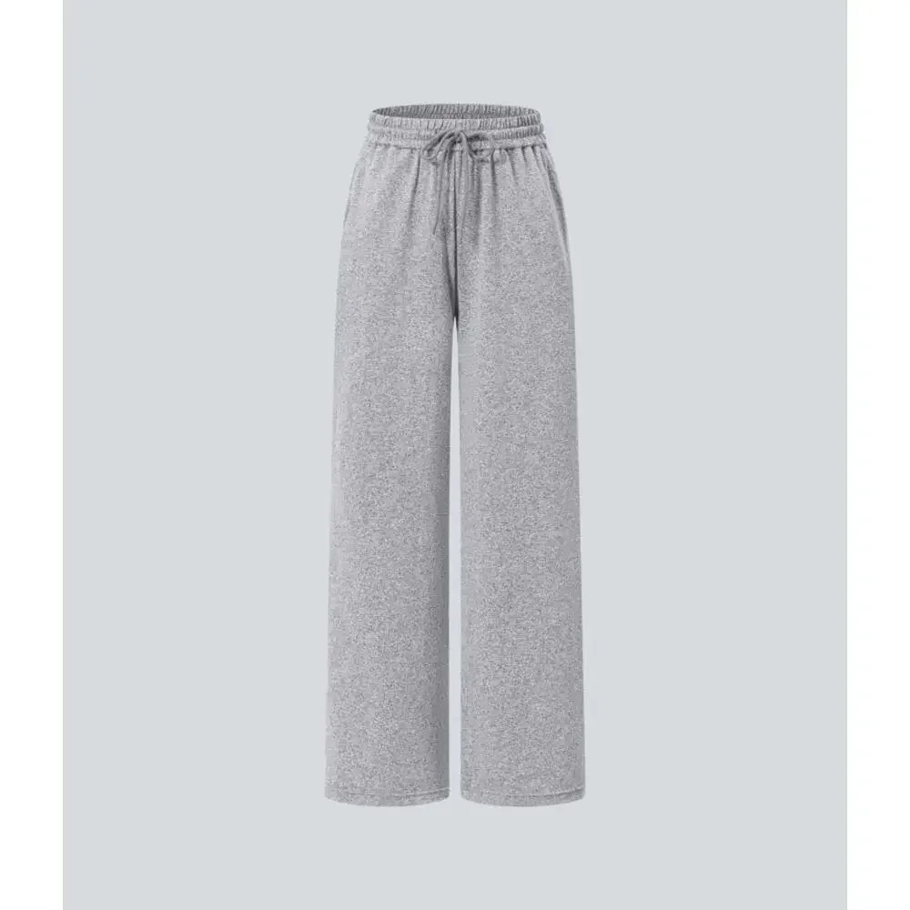 NEW Halara High Waisted Drawstring Wide Leg Pants Fog Gray Lounge Casual Chic XL - Picture 7 of 13